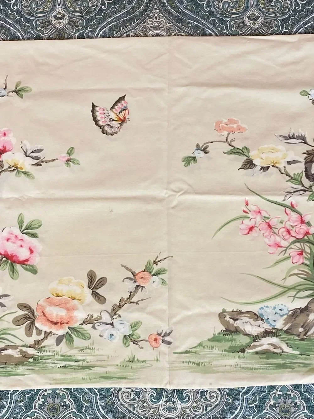 Asian Japanese pillow case by Springmaid floral garden w/butterfly